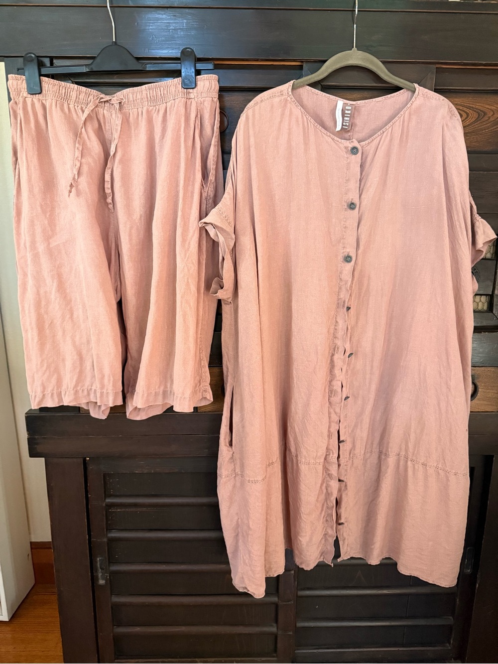 OSKA Dusty Pink Lightweight Button-Front Tunic & Drawstring Pants Set